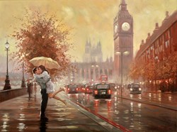 Big Ben Kiss by Mark Spain - Original Painting on Stretched Canvas sized 32x24 inches. Available from Whitewall Galleries
