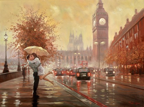 Big Ben Kiss by Mark Spain - Original Painting on Stretched Canvas